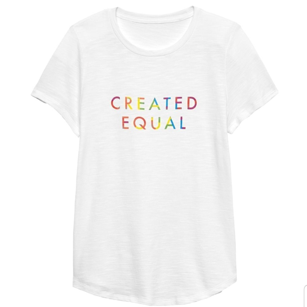 Banana Republic Pride "Created Equal " T-Shirt Cotton Modal Size Small White